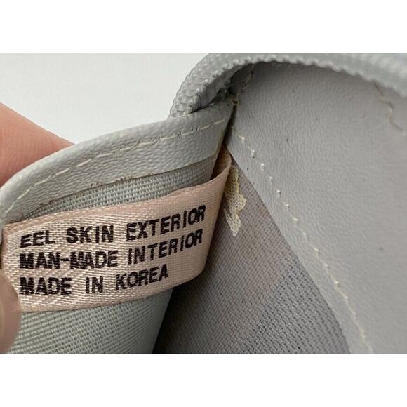 VTG Lee Sands Grey Eel Skin Leather Zip Around Clutch Organizer Wallet W Strap - Picture 14 of 16